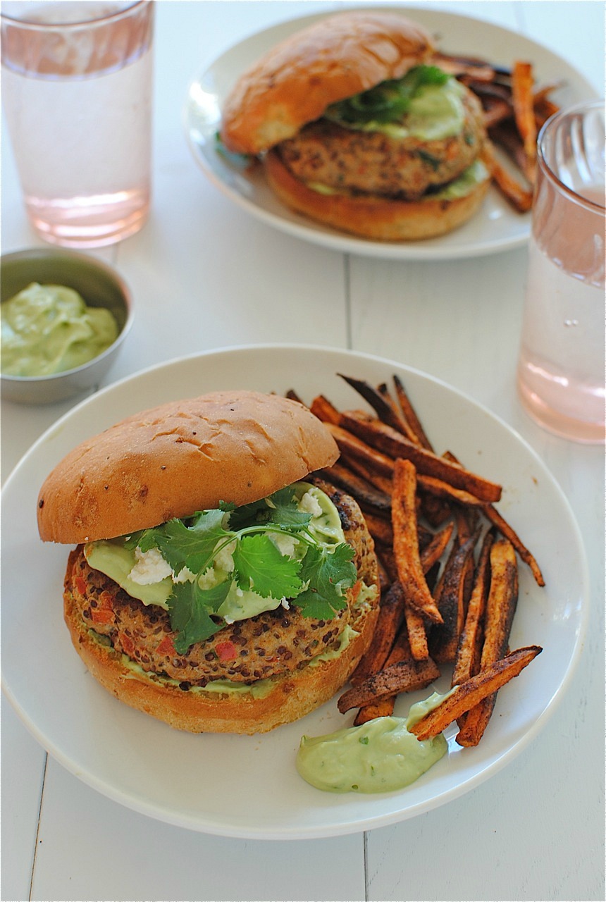 Grilled Salmon Burgers with Avocado Sauce - Cookin Canuck