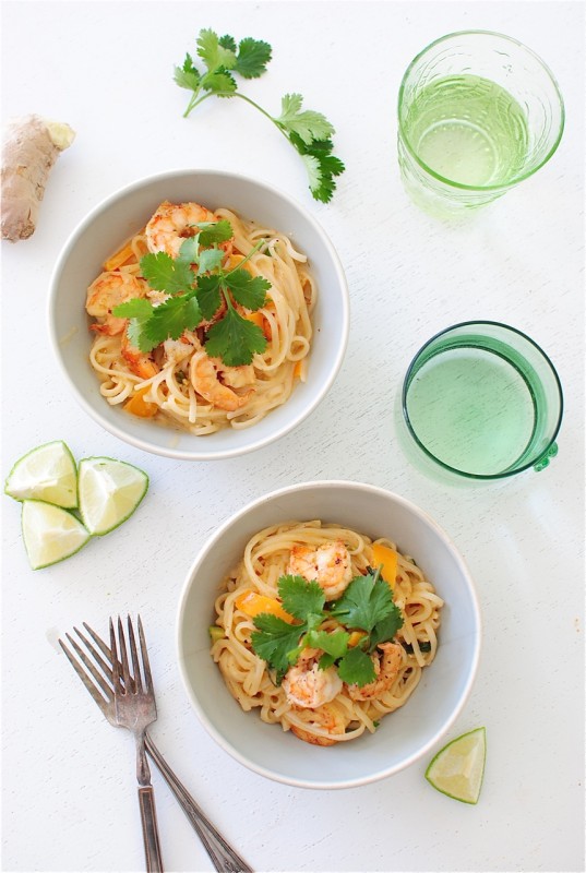 One Pan Coconut Shrimp Noodle Bowls / Bev Cooks