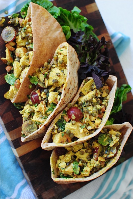 Curried Chicken and Lentil Pita Pockets