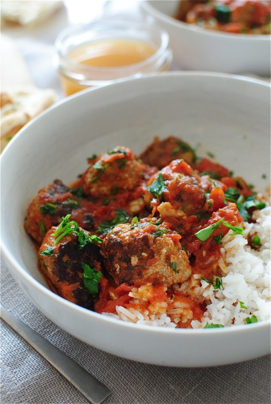 Indian Turkey Meatballs over Rice / Bev Cooks