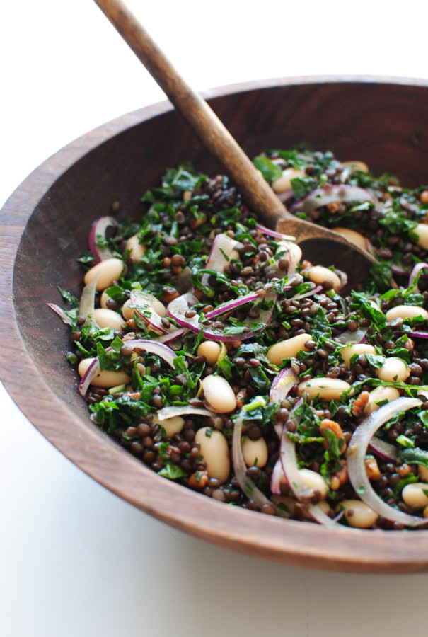 Lentil, Kale and White Bean Salad / Bev Cooks