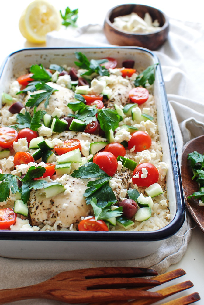 Greek Chicken and Rice Casserole | Bev Cooks