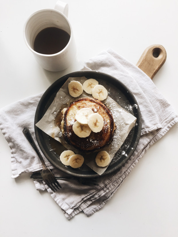 Simple Banana Ricotta Pancakes / Bev Cooks