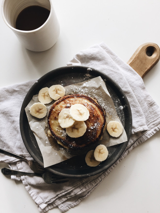 Simple Banana Ricotta Pancakes / Bev Cooks