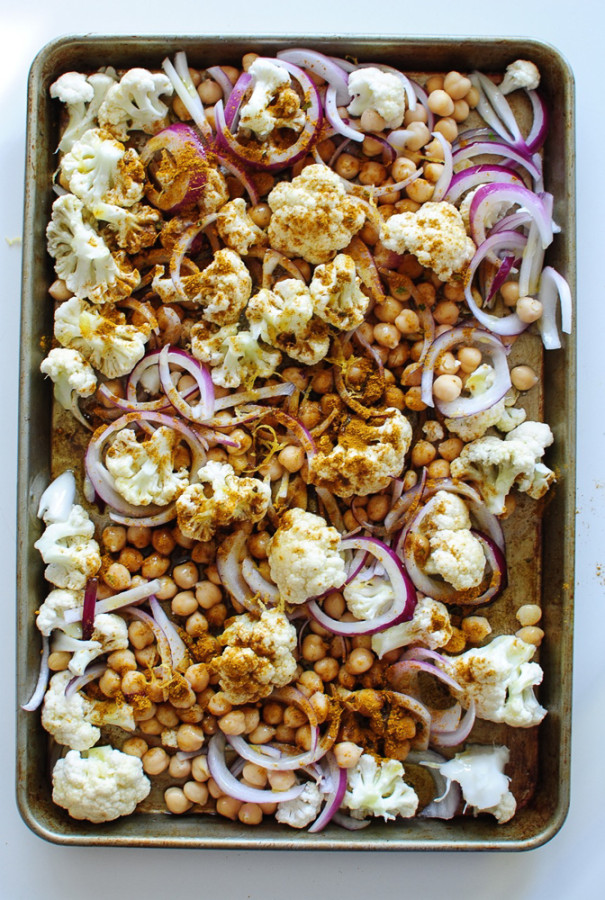 Roasted Indian Cauliflower and Chickpeas / Bev Cooks