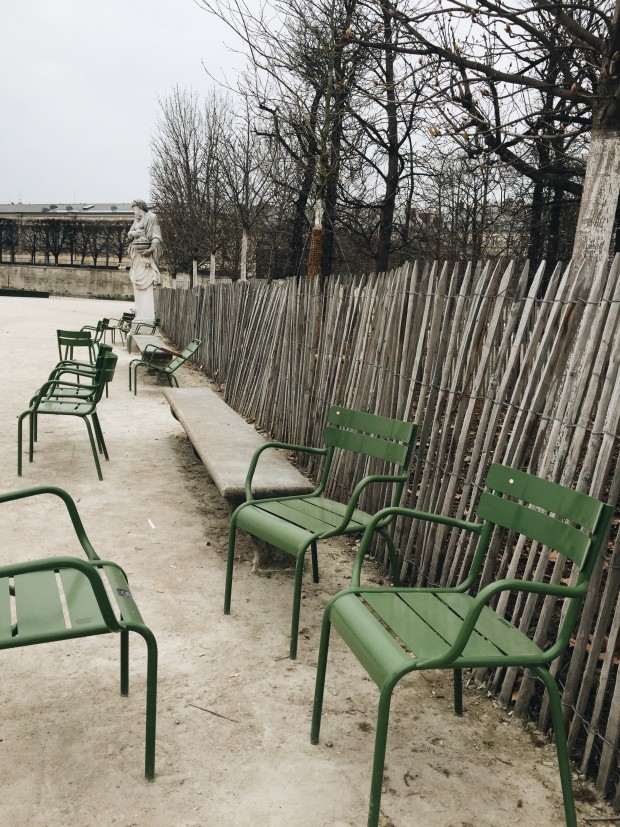 Green Chairs and Fence in Paris 