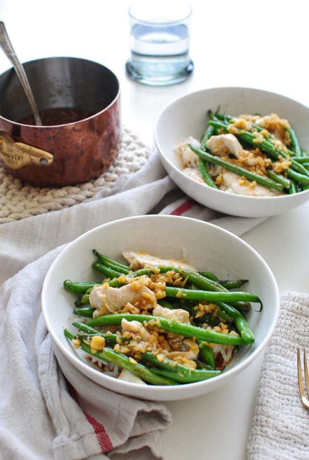 Chicken and Green Beans with a Garlic Ginger Pan Sauce / Bev Cooks
