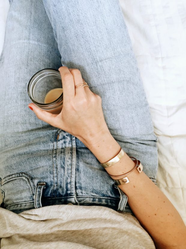 Madewell Summer Jean, iced coffee, and my favorite Le Papier Studio Cuff. 