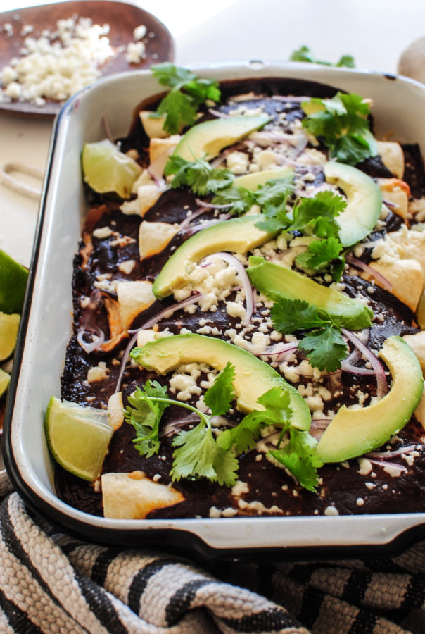 Chicken Enchiladas with a Ridiculously Easy Mole Sauce / Bev Cooks