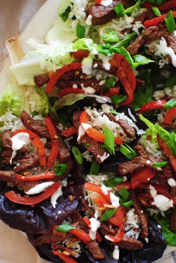 Asian Steak Lettuce Wraps / Bev Cooks