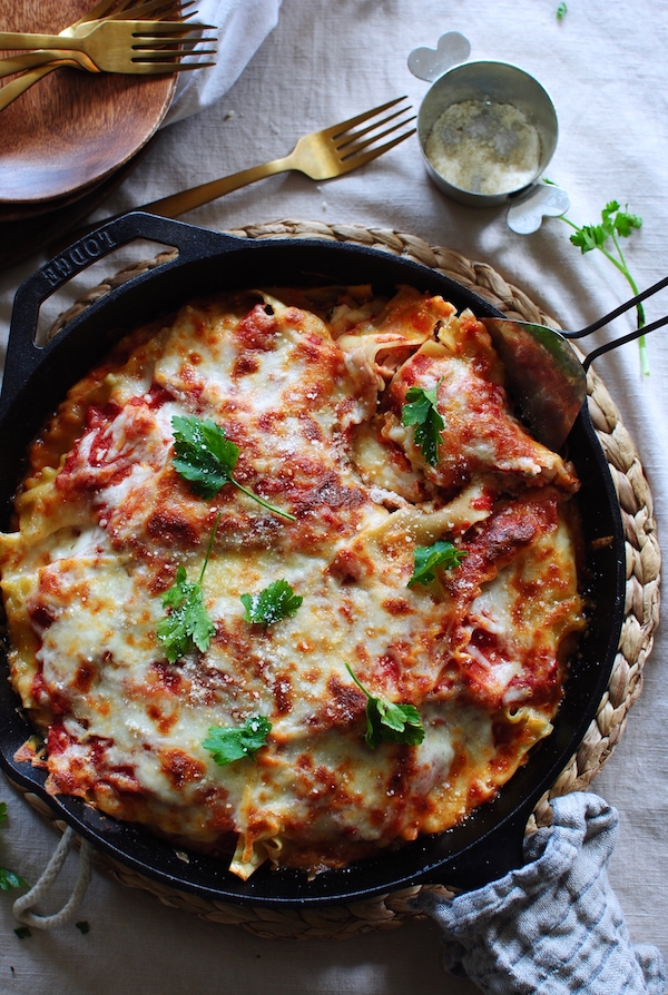 Skillet Chicken Lasagna / Bev Cooks
