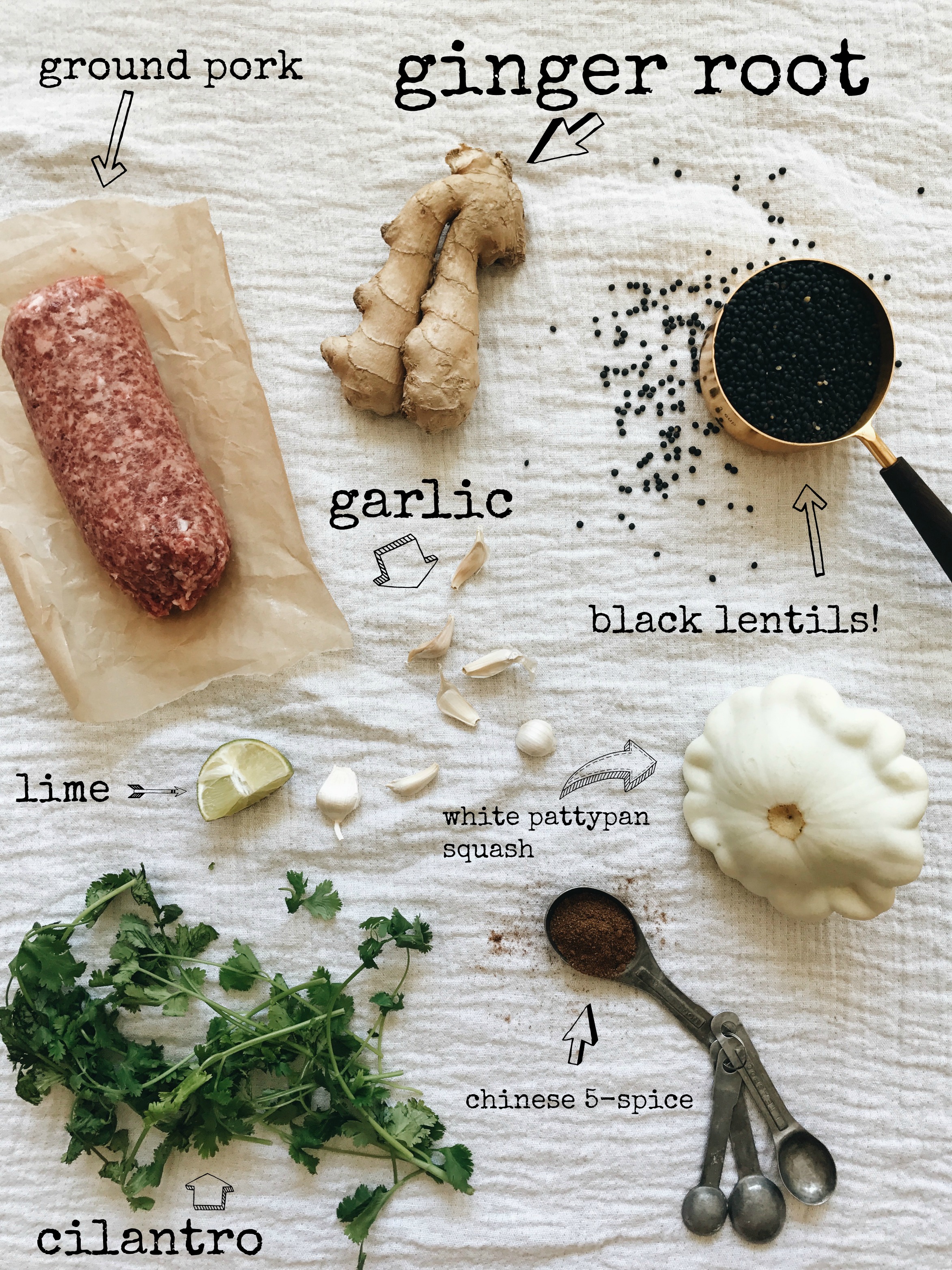 Spiced Pork with Black Lentils and Squash / Bev Cooks