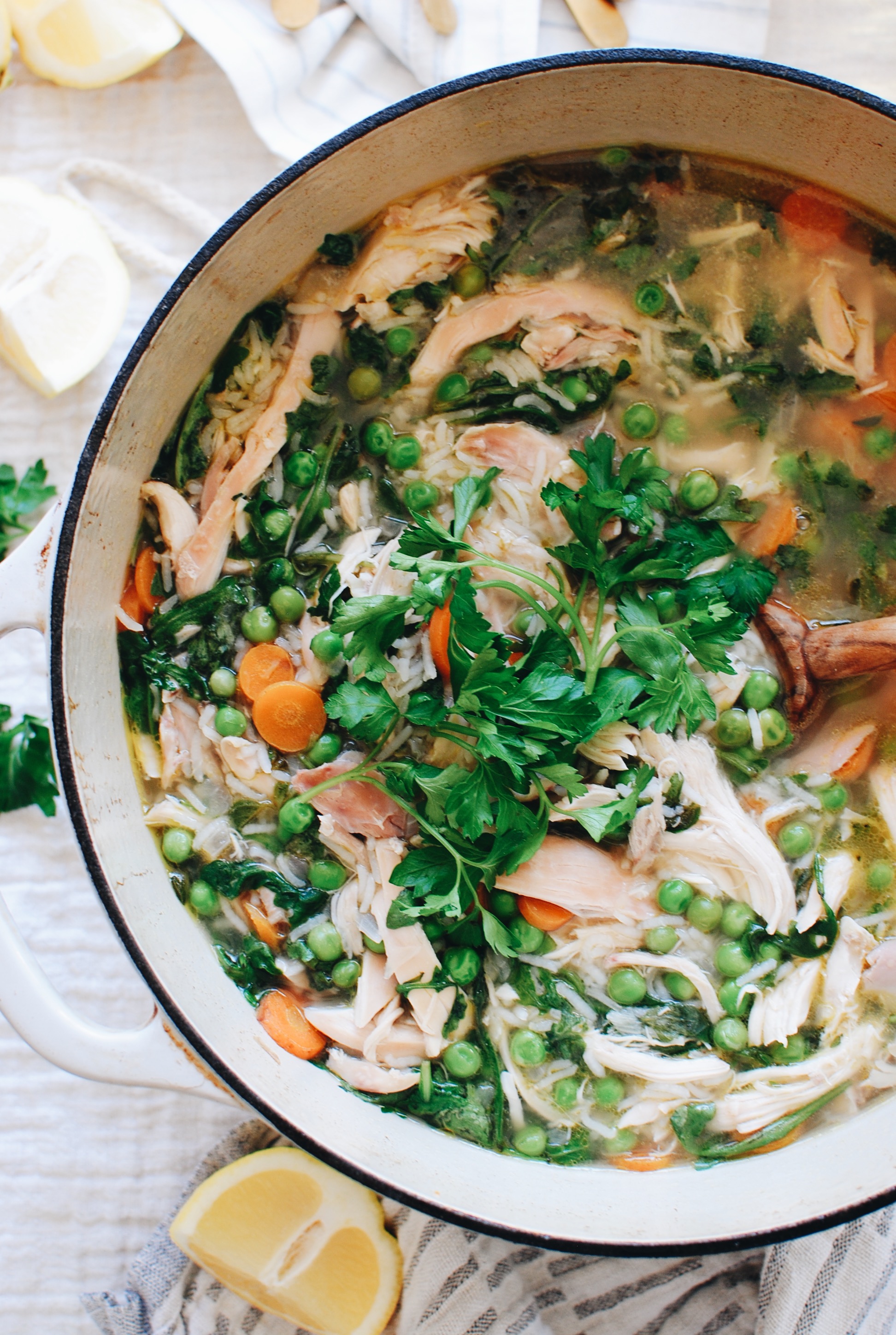 Spring Chicken and Rice Soup / Bev Cooks