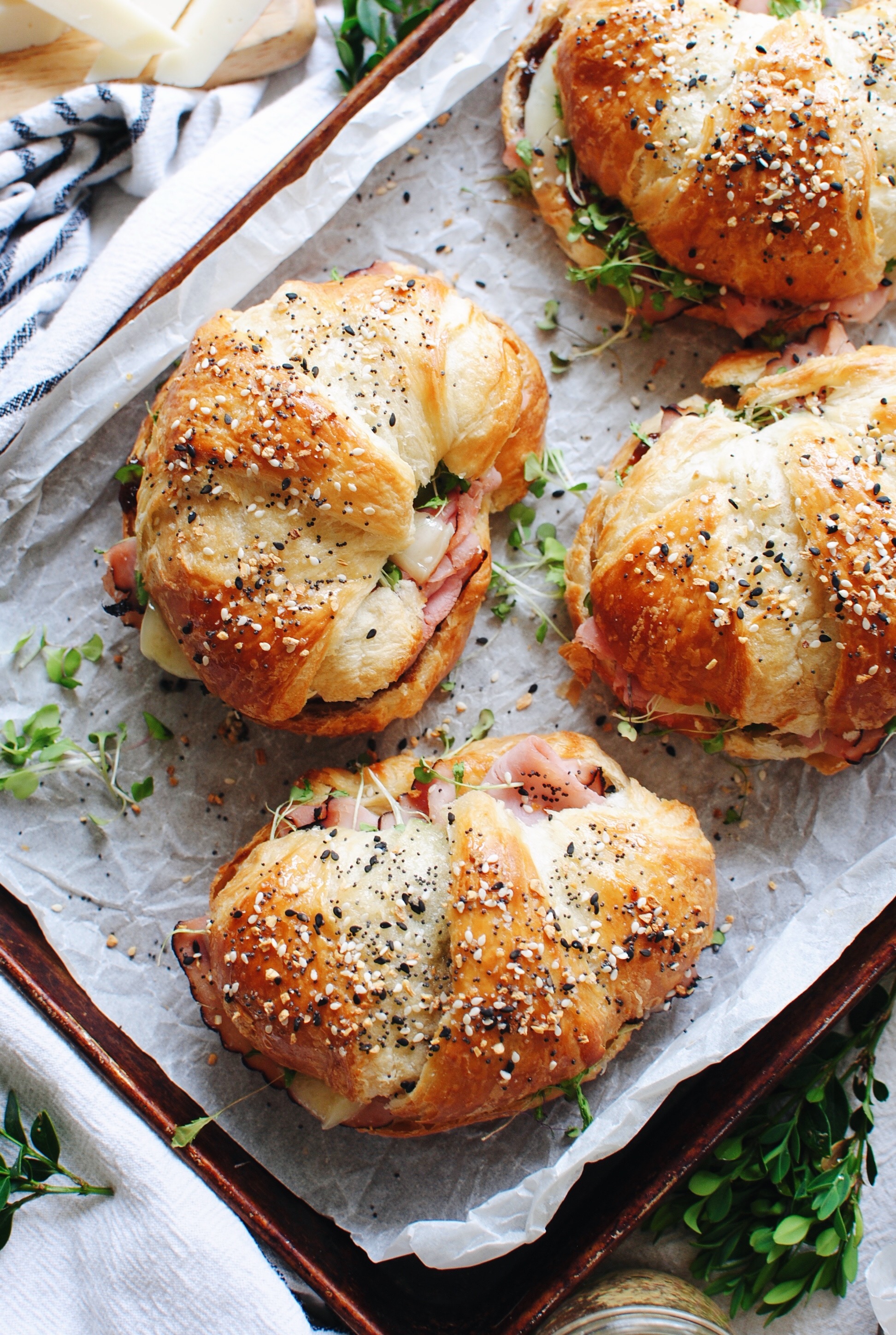 Toasted Ham and Cheese Croissant Sandwiches | Bev Cooks