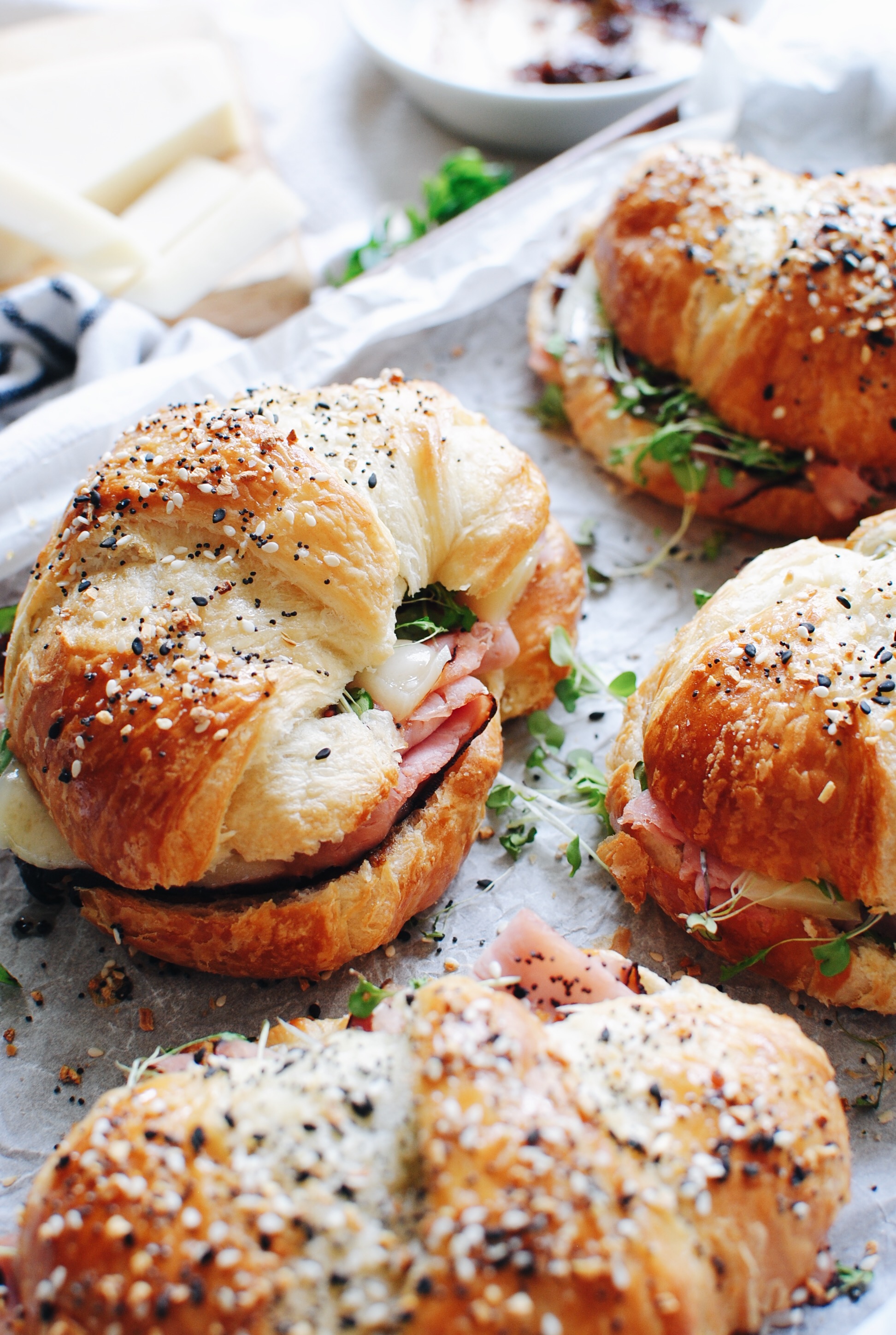 Toasted Ham and Cheese Croissant Sandwiches | Bev Cooks