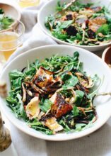 Arugula Salad with Roasted Fennel and Seared Salmon / Bev Cooks