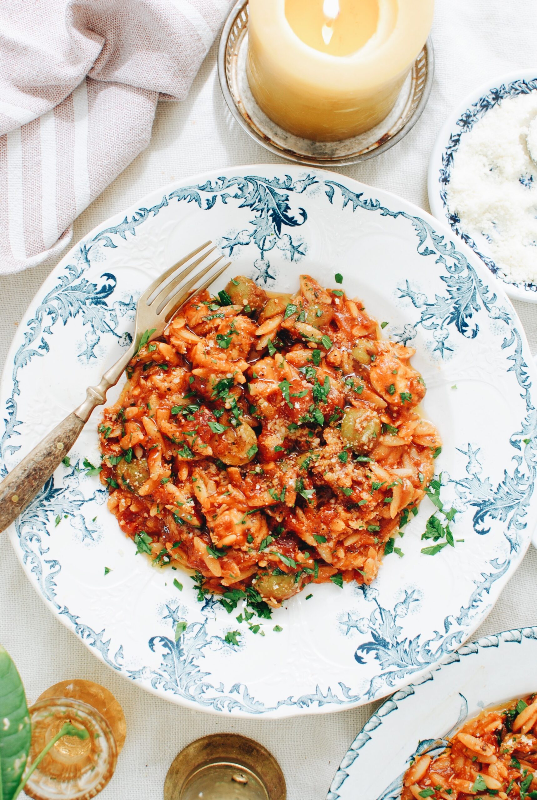 Skillet Tex-Mex Orzo with Jalapeno Chicken Sausages - Bev Cooks