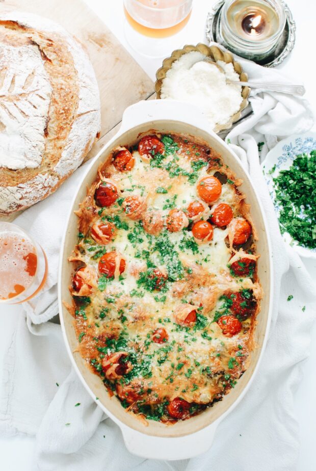 Baked Cheesy Chicken and Tomatoes / Bev Cooks