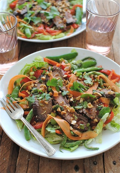 Grilled Asian Steak Salad - Bev Cooks