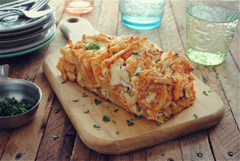 Buffalo Chicken Pull-Apart Bread / Bev Cooks