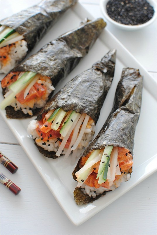 Spicy Tuna Hand Rolls / Bev Cooks