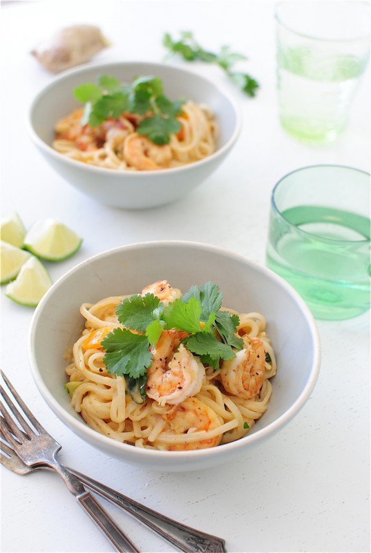 One Pan Coconut Shrimp Noodle Bowls / Bev Cooks