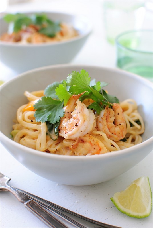 One Pan Coconut Shrimp Noodle Bowls / Bev Cooks