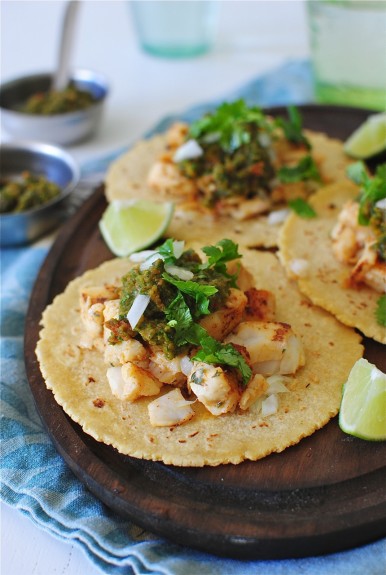 Fish Tacos with a Roasted Poblano Salsa - Bev Cooks