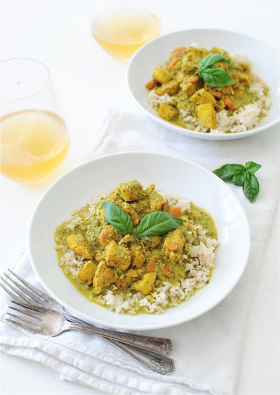 Coconut Basil Chicken with Brown Rice