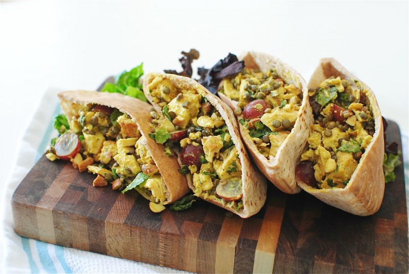 Curried Chicken and Lentil Pita Pockets