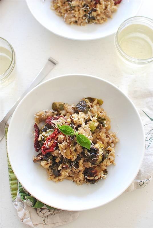 Risotto with Sausage, Brussels Sprouts and Sundried Tomatoes