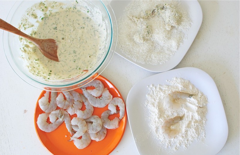 Wine-Battered Coconut Shrimp over Brown Rice