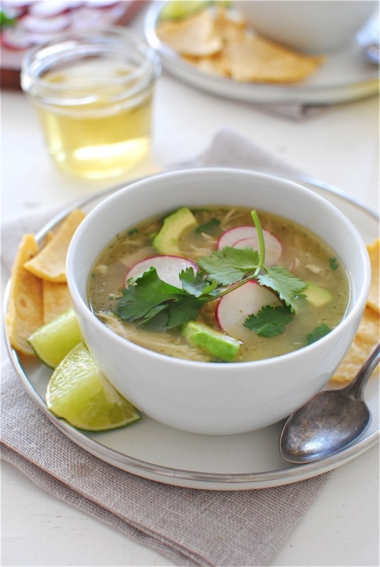 Slow Cooker Salsa Verde Chicken Posole / Bev Cooks