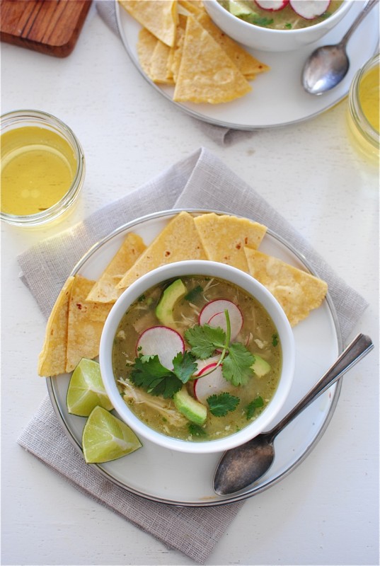 Slow Cooker Salsa Verde Chicken Posole / Bev Cooks