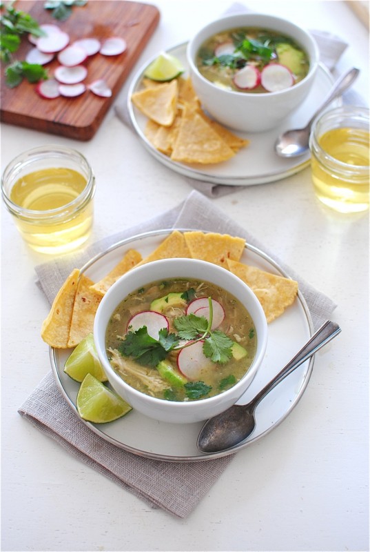 Slow Cooker Salsa Verde Chicken Posole / Bev Cooks