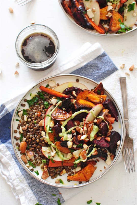 French Lentils with Roasted Root Vegetables / Bev Cooks