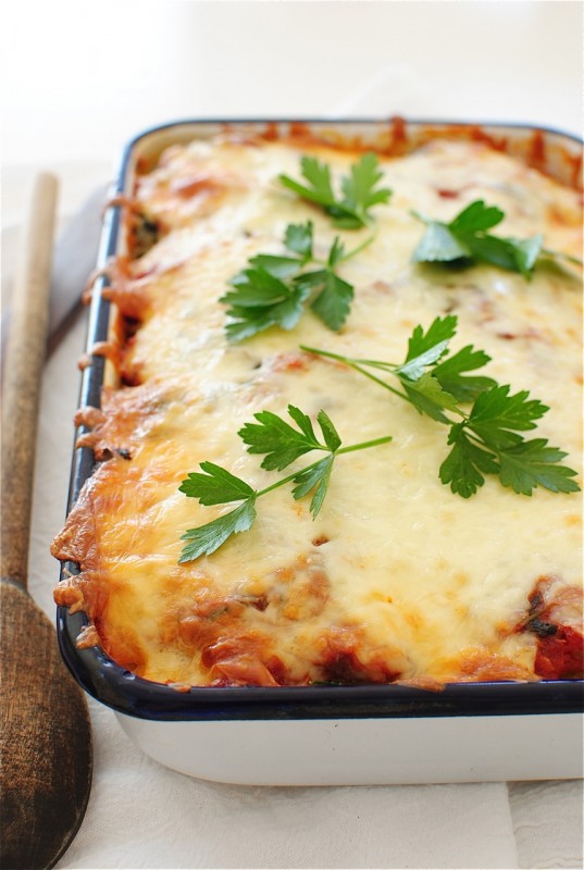 Polenta, Sausage and Spinach Casserole / Bev Cooks