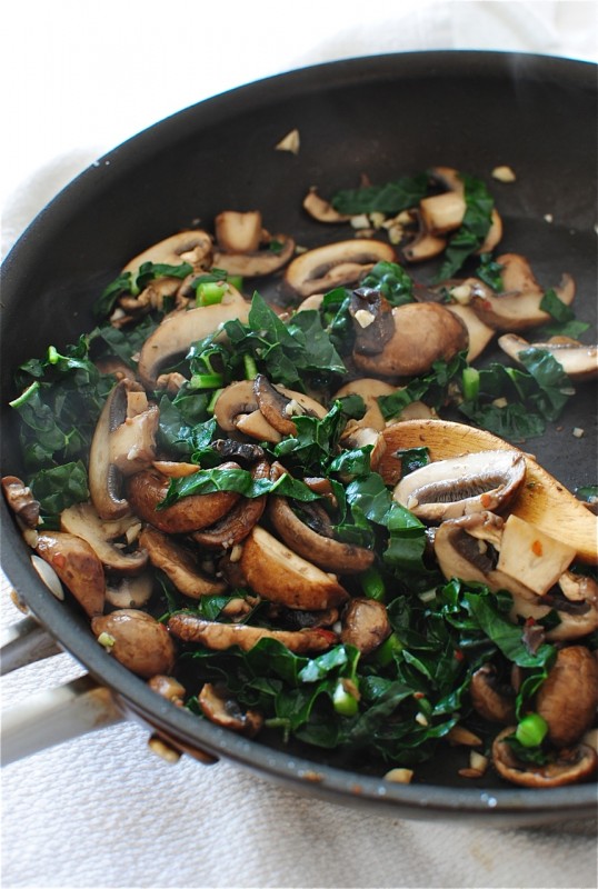 Broken Pasta with Kale, Mushrooms and Sausage / Bev Cooks