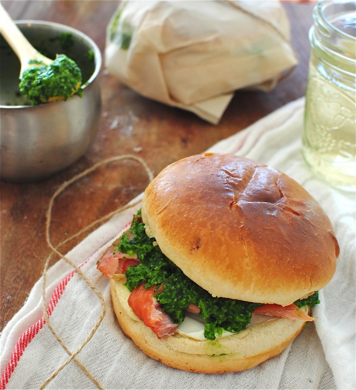 Smoked Salmon and Parsley Pesto Sandwiches / Bev Cooks