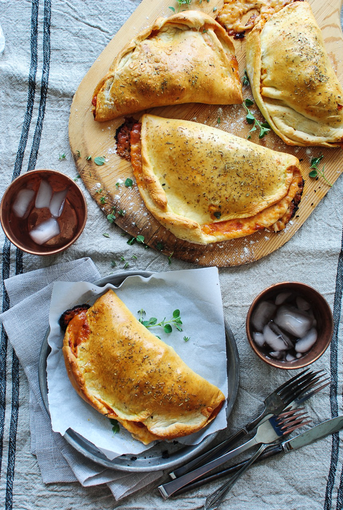 Italian Sausage and Roasted Red Pepper Calzones / Bev Cooks