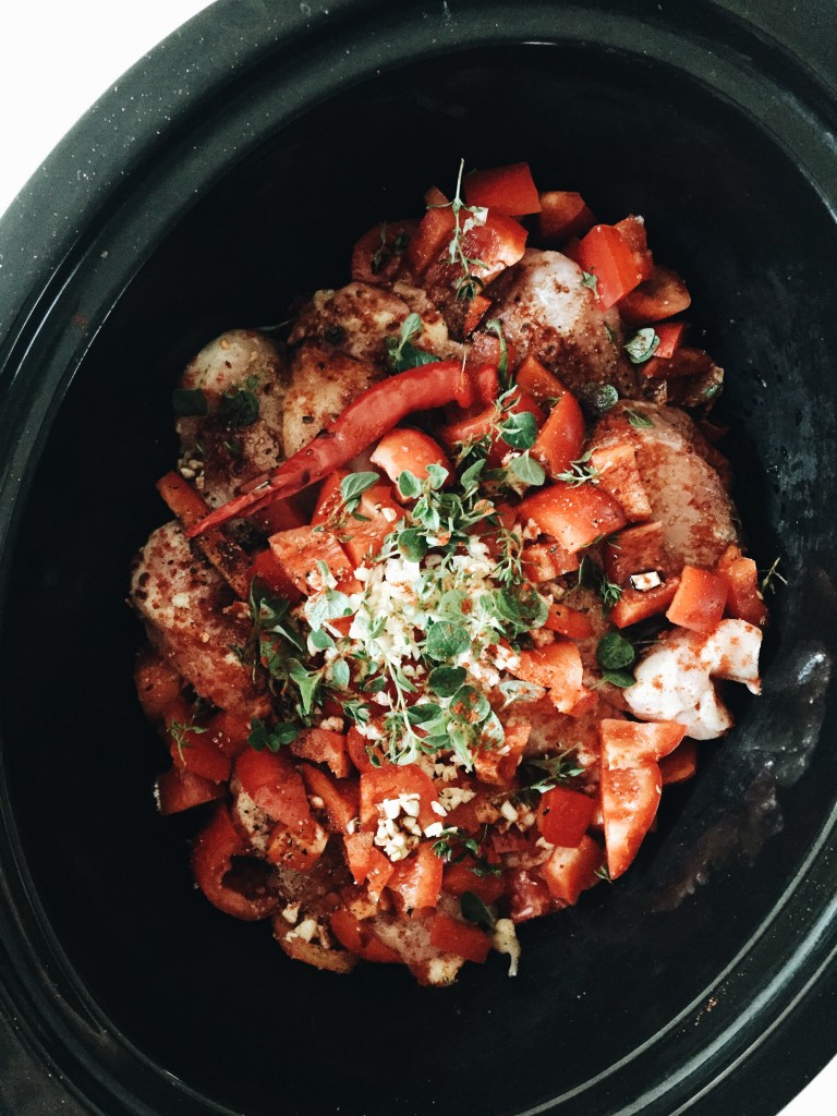 Slow Cooker Chicken and Tomatoes with Bow Tie Pasta / Bev Cooks