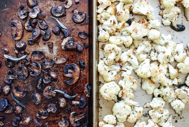 Roasted Cauliflower and Mushroom Pizza / Bev Cooks