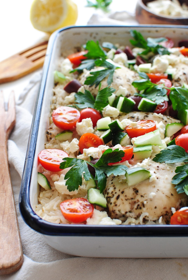 Greek Chicken and Rice Casserole - Bev Cooks