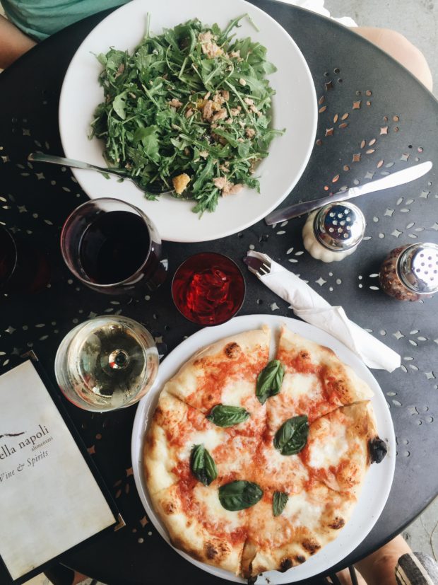 Pizza and salad from Bella Napoli in Brookside