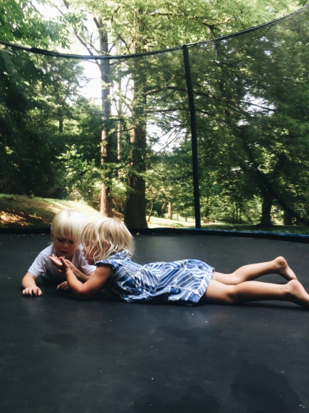 Will and Nat on the trampoline. Not scary at all. 