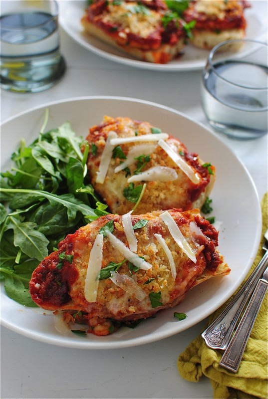 Chicken Parmesan on French Bread / Bev Cooks