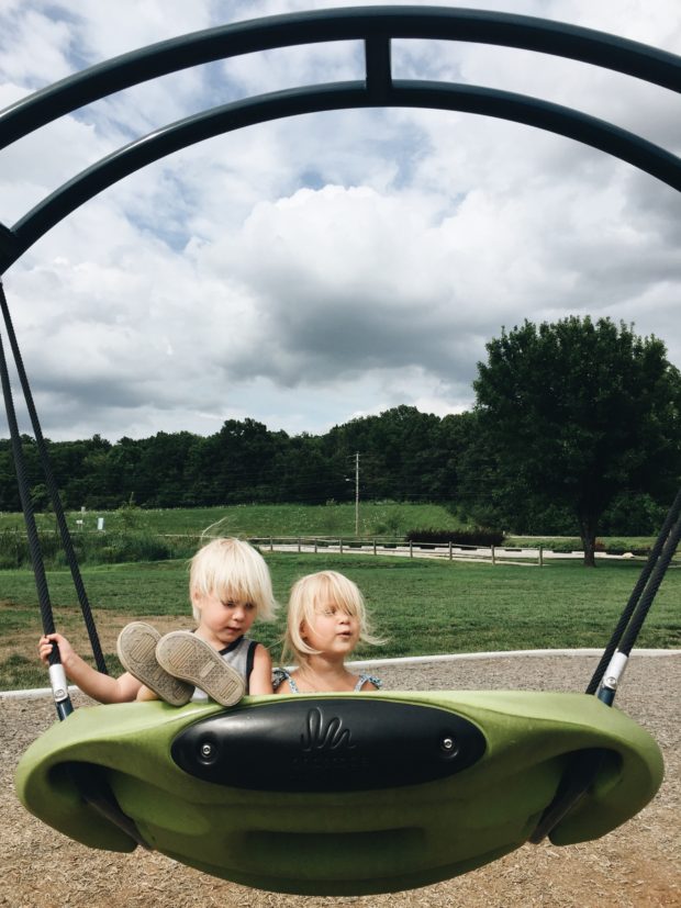 Toddlers on a swing