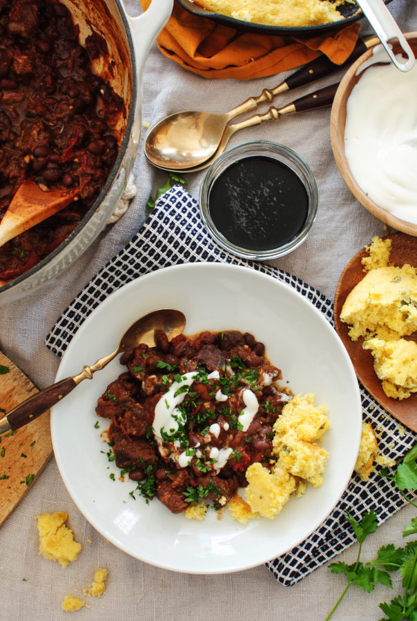 Steak and Black Bean Chili / Bev Cooks