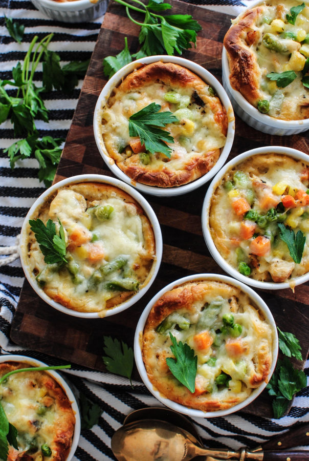 Cheesy Biscuit Pot Pies / Bev Cooks