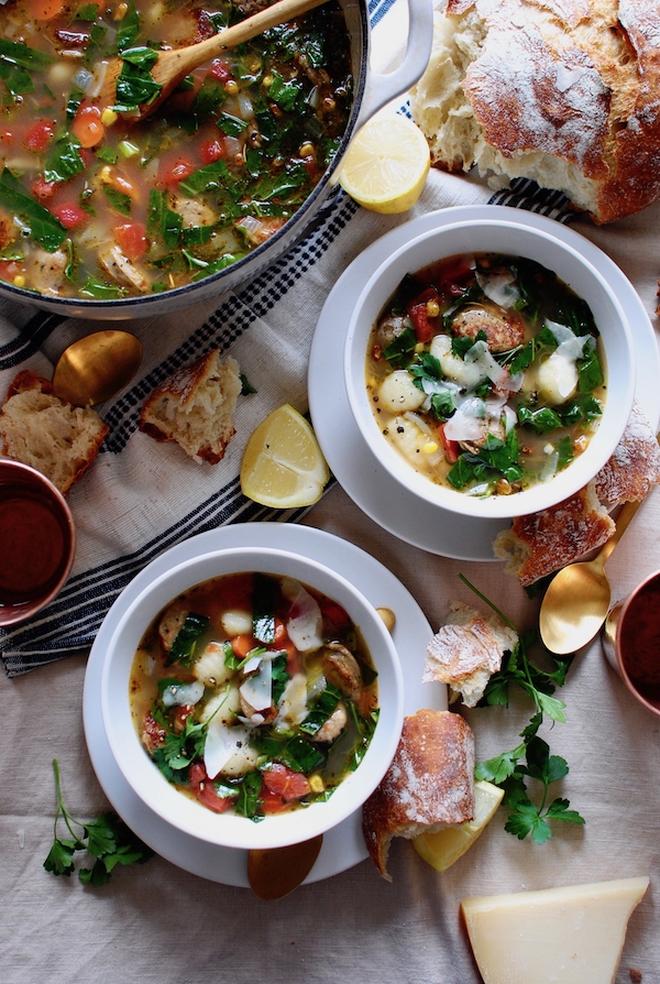 Gnocchi and Chicken Sausage Soup / Bev Cooks